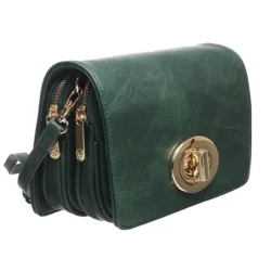 Bessie Vintage ladies flap over cross body bag-Green-S