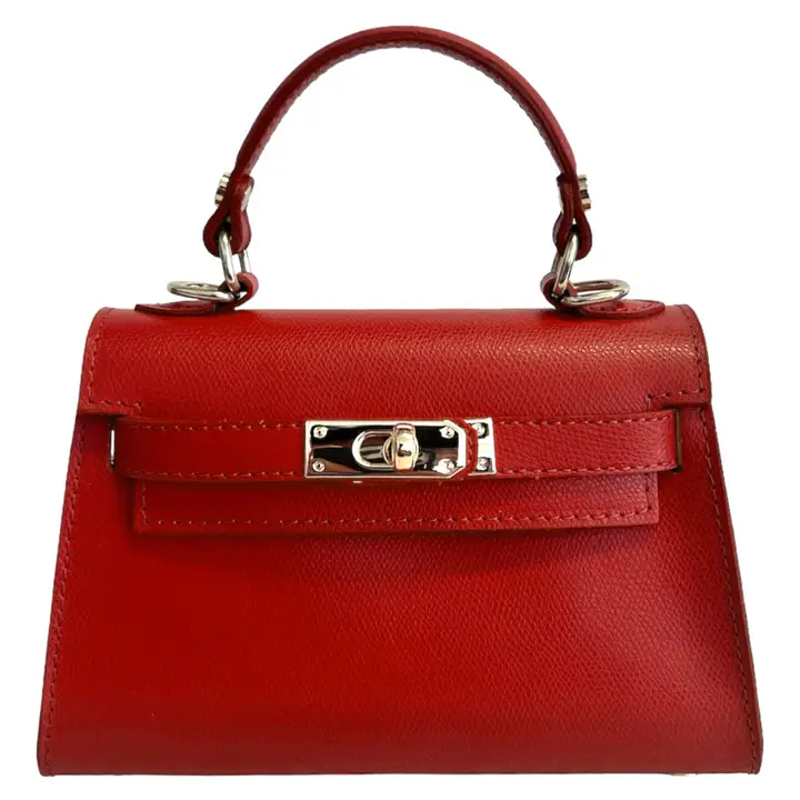 Rosso colour genuine leather ladies bag