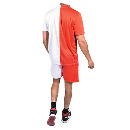 TS2470b Job Lot Red and White Colour Block Muscle Fit Short Set