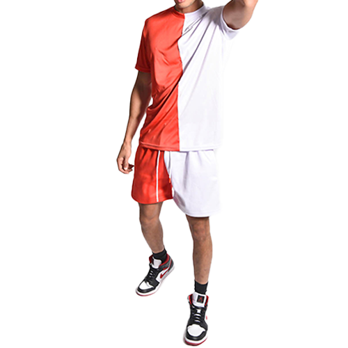 TS2470c Job Lot Red and White Colour Block Muscle Fit Short Set