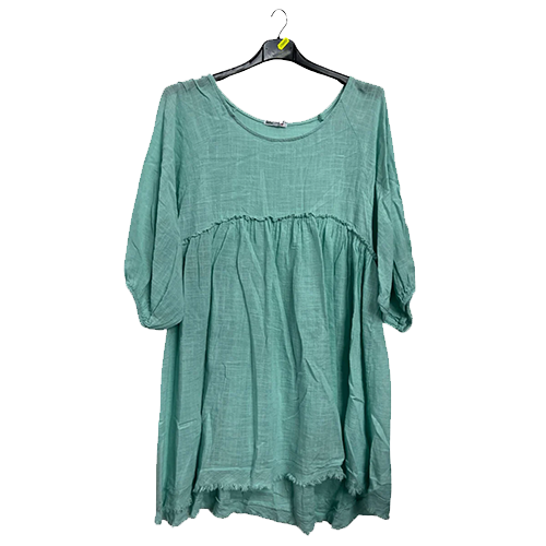 Plain Empire Waist Gathered Detailing Cotton Dress