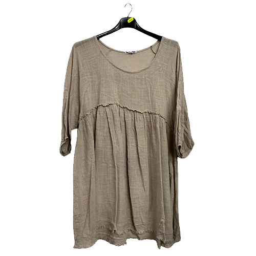 Plain Empire Waist Gathered Detailing Cotton Dress