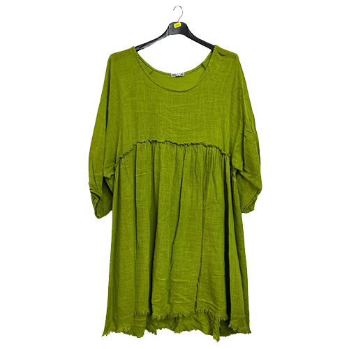 Plain Empire Waist Gathered Detailing Cotton Dress