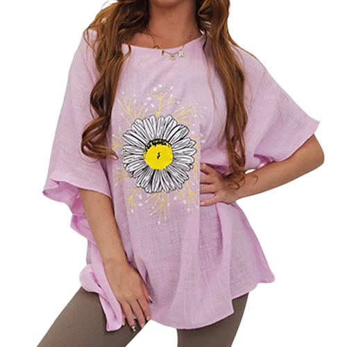 Sun Flower Print Cotton Top