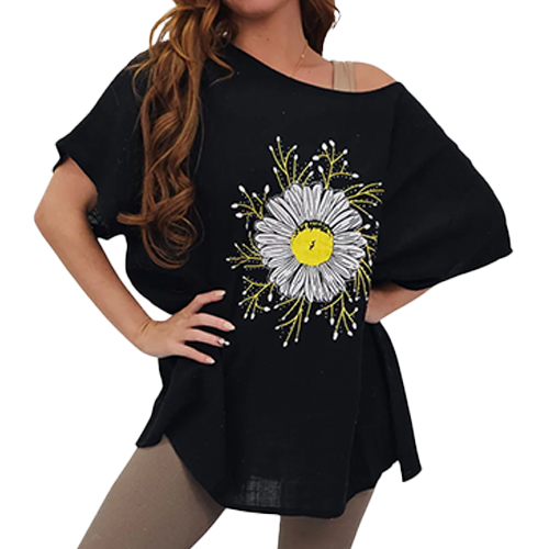Sun Flower Print Cotton Top