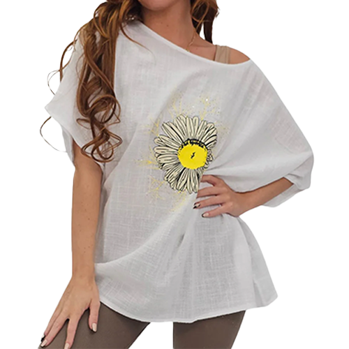 Sun Flower Print Cotton Top
