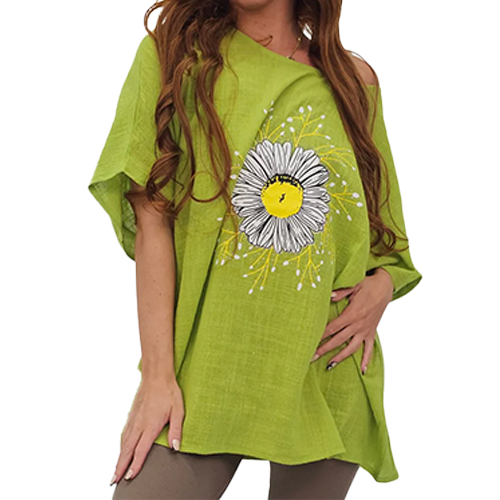 Sun Flower Print Cotton Top