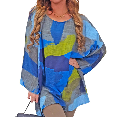 81625307-9378b Brushstrokes Abstract Print Cotton Top