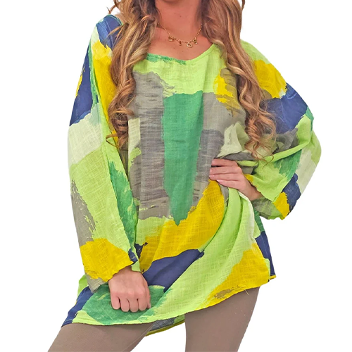 Brushstrokes Abstract Print Cotton Top