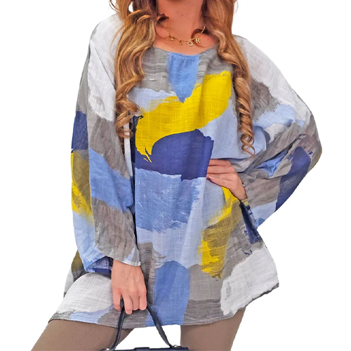 81625307-9378d Brushstrokes Abstract Print Cotton Top