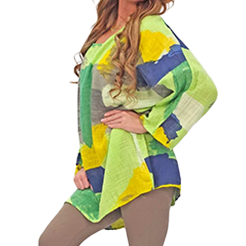 81625307-9378g Brushstrokes Abstract Print Cotton Top