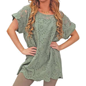 Floral Embroidered Pattern Tunic Cotton Top