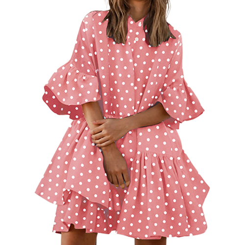 Dusty Pink Polka Dot Oversized Smock Dress
