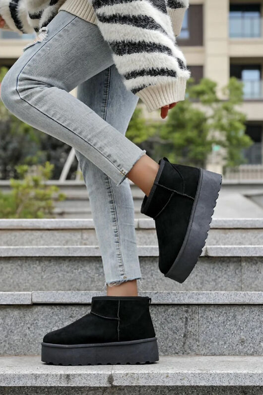 Black Ultra Mini Platform Ankle Boots