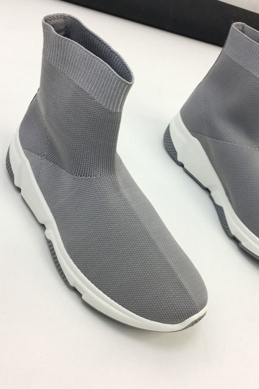 Grey High Top Runner Sock Trainer