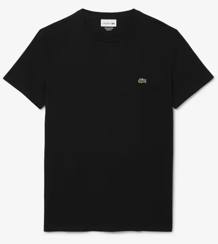 LACOSTE MENS PIMA COTTON T-SHIRT BLACK - Official Stock UK LACOSTE MENS PIMA COTTON T-SHIRT BLACK