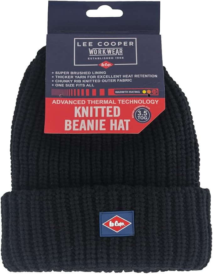 LEE COOPER MENS CHUNKY FLEECE BEANIE BLACK - Photo 2 LEE COOPER MENS CHUNKY FLEECE BEANIE BLACK