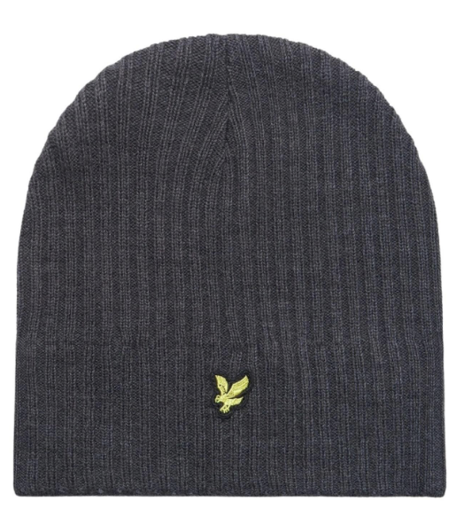 LYLE & SCOTT MENS RIBBED BEANIE DK. GREY - Official Stock UK LYLE & SCOTT MENS RIBBED BEANIE DK. GREY