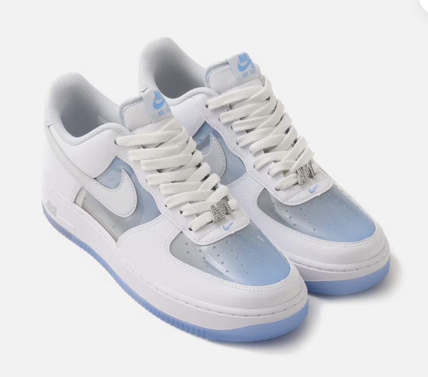 NIKE ADULTS AIR FORCE 1 SEE THROUGH TRAINER WHITE/ BLUE