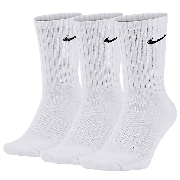 NIKE MENS 3 PACK CREW SOCKS WHITE