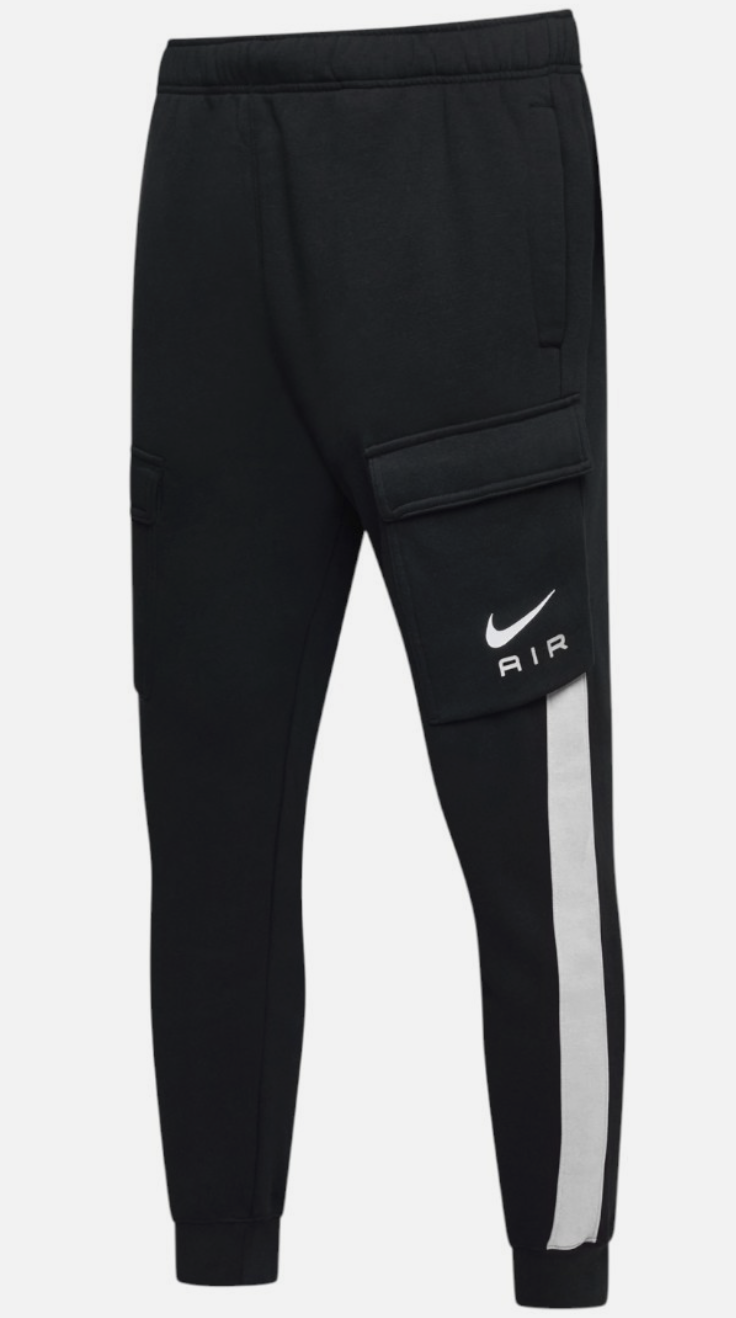 NIKE MENS AIR FLEECE CARGO JOGGERS BLACK