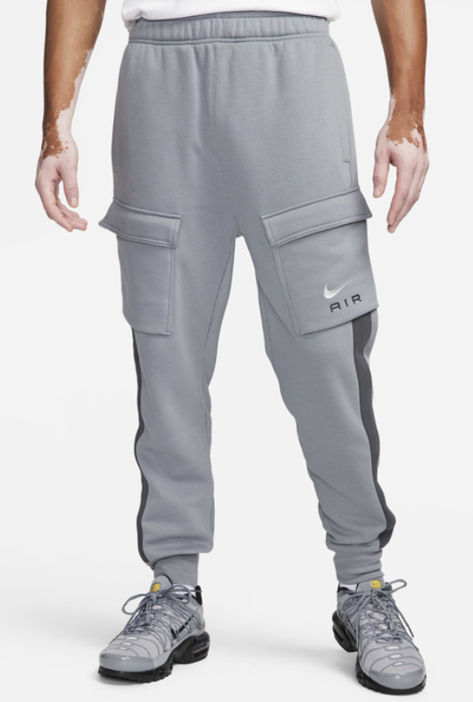 NIKE MENS AIR FLEECE CARGO JOGGERS GREY