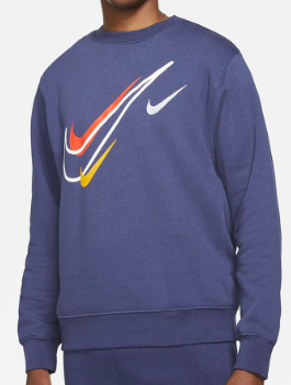 NIKE MENS MULTI SWOOSH CREW SWEAT NAVY