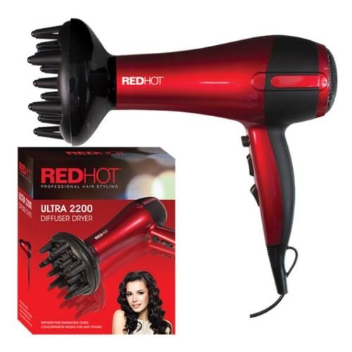 Redhot Ultra 2200w Hair Dryer with Diffuser - Official Stock UK Redhot Ultra 2200w Hair Dryer with Diffuser
