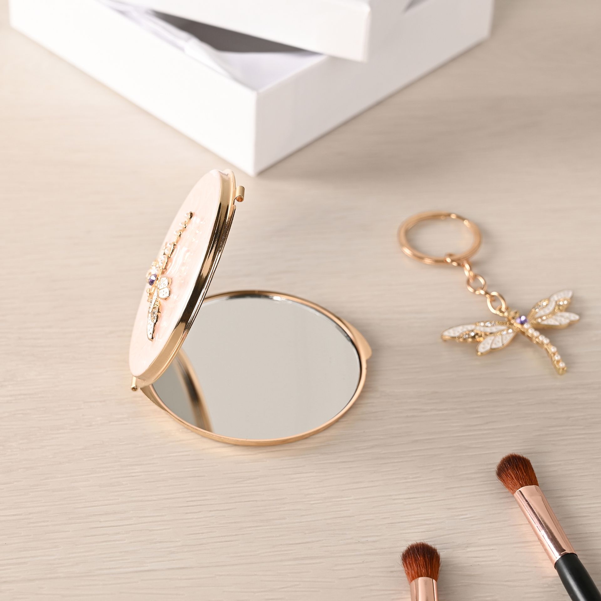 Sophia Classic Compact Mirror and Keyring Gift Set - Blush Dragonfly - Photo 5 Sophia Classic Compact Mirror and Keyring Gift Set - Blush Dragonfly