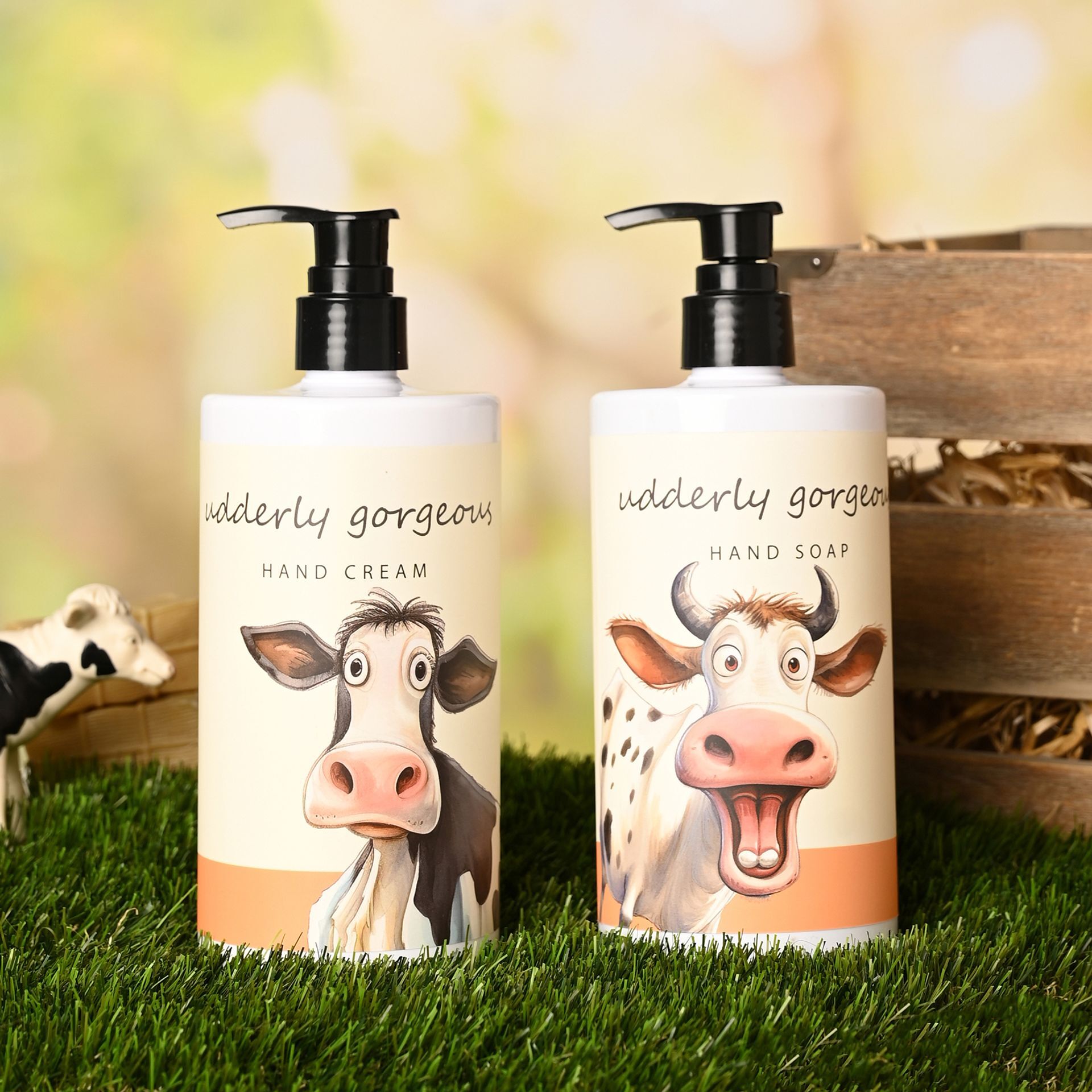 The Funny Farm Hand Soap & Hand Cream Set 500ml – “Udderly Gorgeous” - Official Stock UK The Funny Farm Hand Soap & Hand Cream Set 500ml - "Udderly Gorgeous"